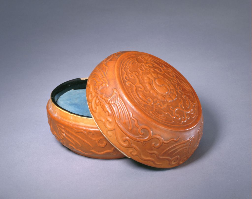 图片[1]-Pao made round box with three phoenix patterns-China Archive